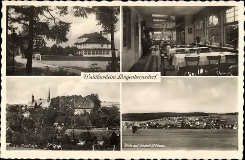 Ak Langenbernsdorf in Sachsen, Waldkurheim, Inh. Paul Groß, Veranda, Dorfidyll, Stöcken