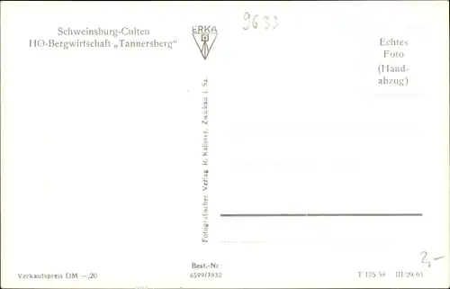 Ak Schweinsburg Culten Neukirchen Pleiße, HO Bergwirtschaft Tannersberg