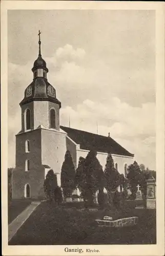 Ak Ganzig Liebschützberg Sachsen, Kirche, Friedhof