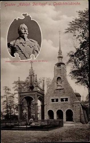 Ak Lützen im Burgenlandkreis, Gustav Adolph Denkmal und Gedächtniskirche