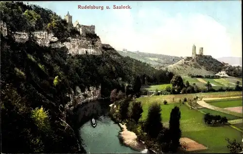 Ak Bad Kösen Naumburg an der Saale, Rudelsburg, Saaleck, Panorama
