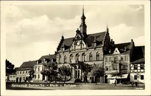 Ak Dahlen in Sachsen, Markt und Rathaus