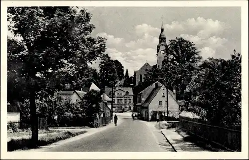 Ak Bergen im Vogtland, von der Plauenschen Straße zur Ortsmitte