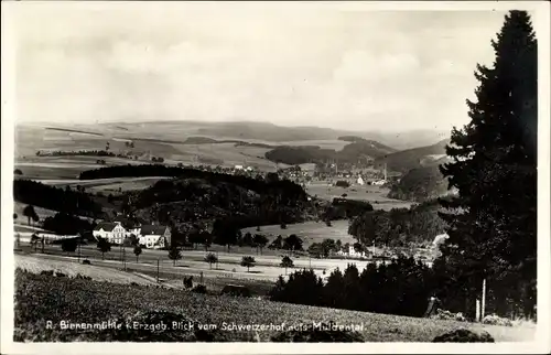 Ak Rechenberg Bienenmühle Erzgebirge, Blick vom Schweizerhof aufs Muldental