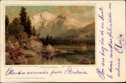 Litho Ramsau im Berchtesgadener Land Oberbayern, Hintersee