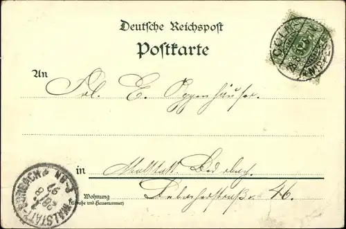 Litho Köln am Rhein, Der Dom aus der Seitenansicht, Stadtpanorama über den Rhein