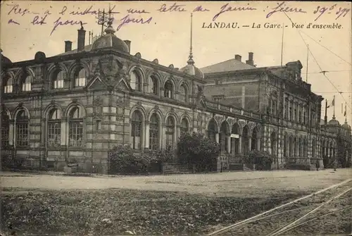 Ak Landau in der Pfalz,  La Gare, Vue d'ensemble, Bahnhof