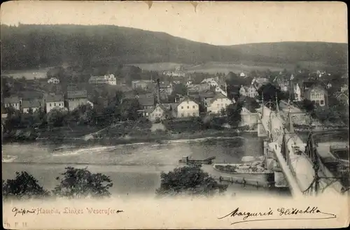Ak Hameln an der Weser Niedersachsen, Linkes Weserufer, Brücke