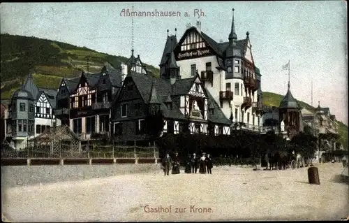 Ak Assmannshausen Rüdesheim am Rhein, Gasthof zur Krone