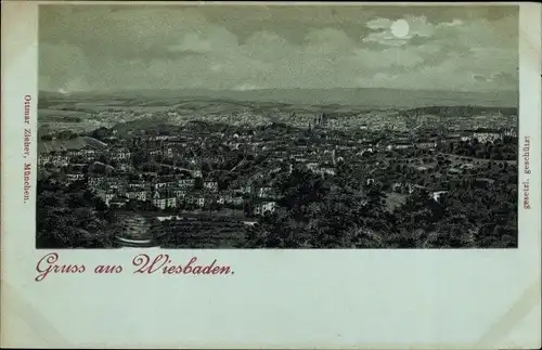 Mondschein Litho Wiesbaden in Hessen, Gesamtansicht
