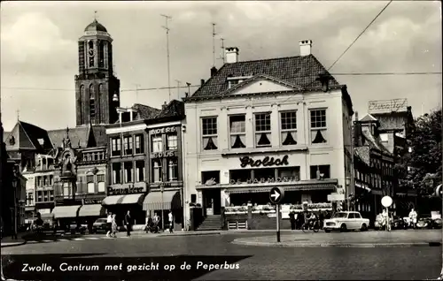 Ak Zwolle Overijssel Niederlande, Centrum gezicht op de Peperbus