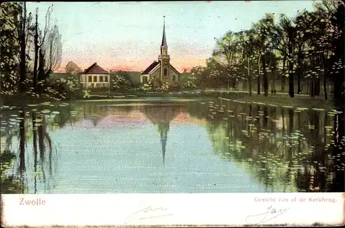 Ak Zwolle Overijssel Niederlande, Gezicht van af de Kerkbrug