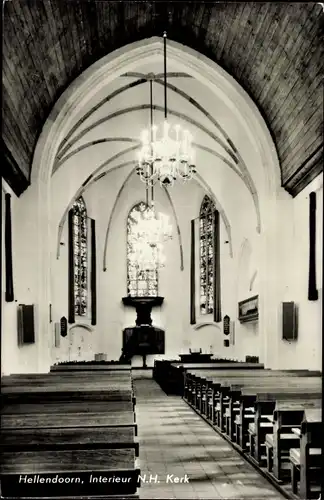 Ak Hellendoorn Overijssel, Interieur N. H. Kerk