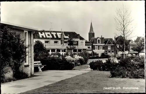 Ak Zwartsluis Overijssel Niederlande, Stationsweg, Hotel