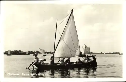 Ak Giethoorn Overijssel Niederlande, Zeilen op 't Wiede