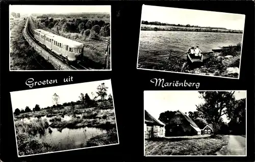 Ak Mariënberg Marienberg Overijssel Niederlande, Dorfpartie, See, Zug