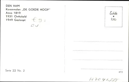 Ak Den Ham Overijssel, Korenmolen De Goede Hoop