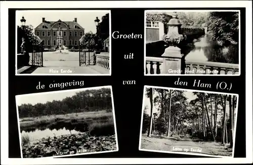 Ak Den Ham Overijssel, Huis Eerde, Vijver op Eerde