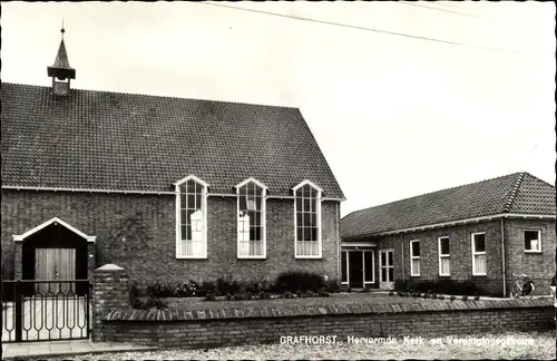 Ak Grafhorst Overijssel, Hervormde Kerk en Verenigingsgebouw