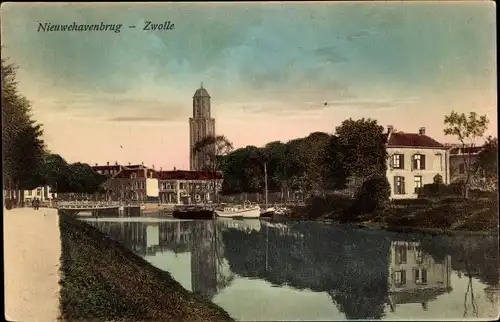 Ak Zwolle Overijssel Niederlande, Nieuwehavenbrug, Schiffe