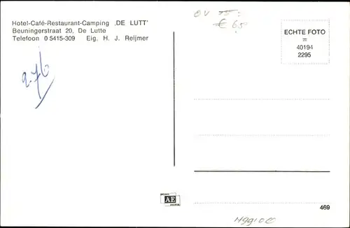 Ak De Lutte Overijssel. Hotel-Cafe De Lutt, Camping