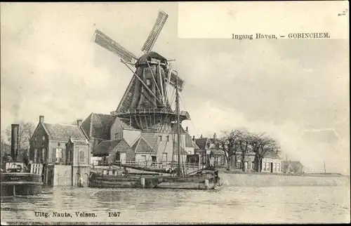 Ak Gorinchem Südholland Niederlande, Ingang Haven, Molen