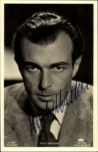 Ak Schauspieler Karl Martell, Portrait, Ross, Autogramm