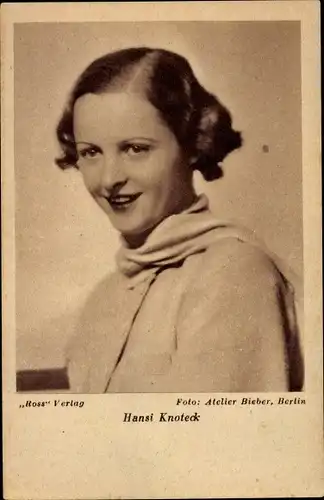 Ak Schauspielerin Hansi Knoteck, Portrait, Ross Verlag