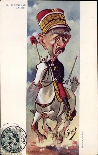 Künstler Ak Sirat, Le General Louis Andre, Karikatur, Dreyfus Affäre