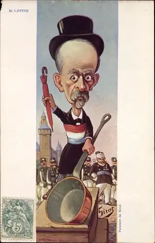 Künstler Ak Sirat, Französischer Politiker Lepine, Karikatur, Dreyfus Affäre
