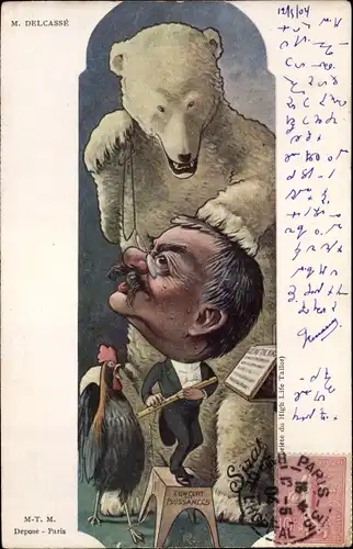 Künstler Ak Sirat, Französischer Politiker Théophile Delcassé, Karikatur, Eisbär, Dreyfus Affäre