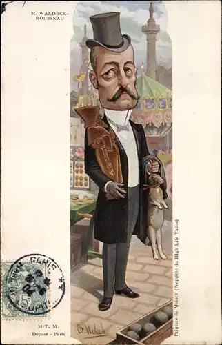 Künstler Ak Moloch, B., Französischer Politiker Pierre Waldeck-Rousseau, Dreyfus Affäre, Karikatur