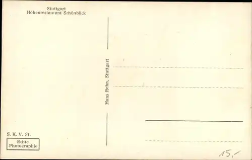 Ak Stuttgart in Baden Württemberg, Höhenrestaurant Schönblick