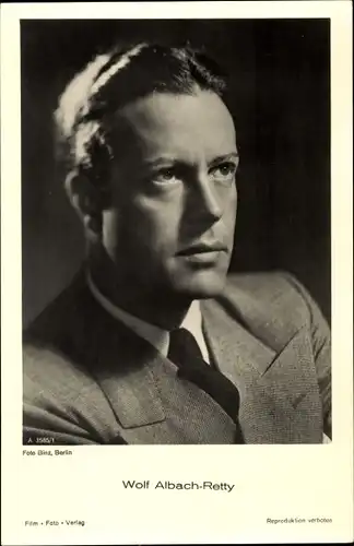 Ak Schauspieler Wolf Albach Retty, Portrait, Anzug, Krawatte