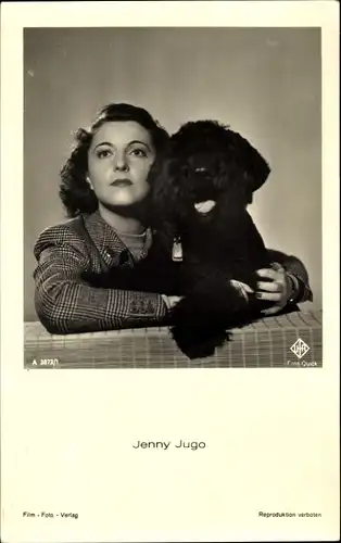 Ak Schauspielerin Jenny Jugo, Portrait mit Schnauzer, UFA Film A 3873 1