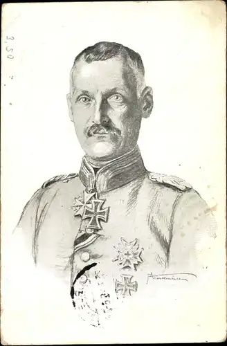 Künstler Ak Kronprinz Rupprecht von Bayern, Portrait in Uniform, Orden
