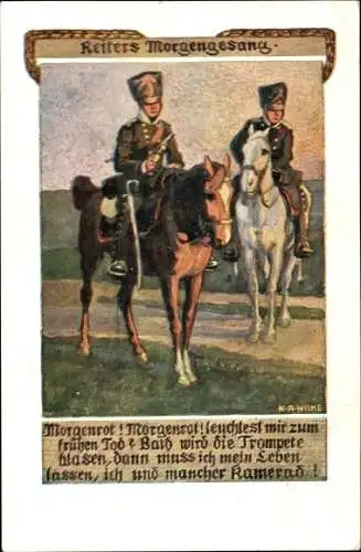 Lied Ak Wilke, K. A., Reiters Morgengesang, Morgenrot, Morgenrot, Volksliederkarte Paul Hey Nr. 1
