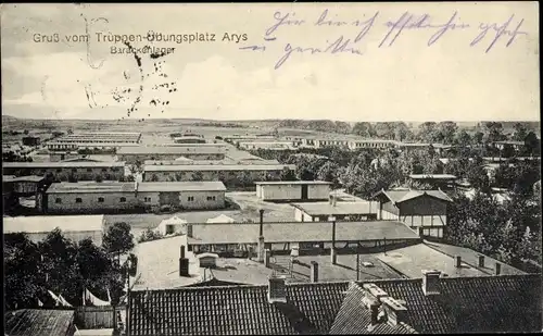 Ak Orzysz Arys Ostpreußen, Truppenübungsplatz, Barackenlager