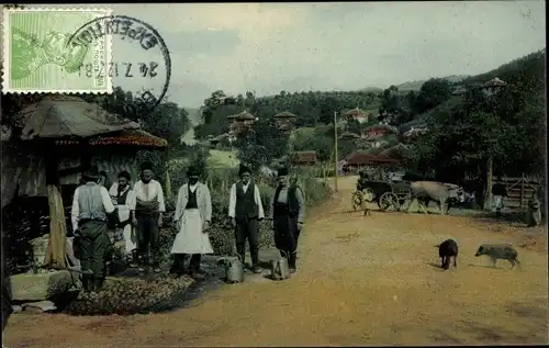 Ak Soko Banya Serbien, Village Bovan on the road to Alexinatz