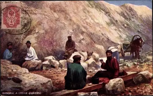 Künstler Ak Sibirien Russland, Stone Quarry, Steinbruch