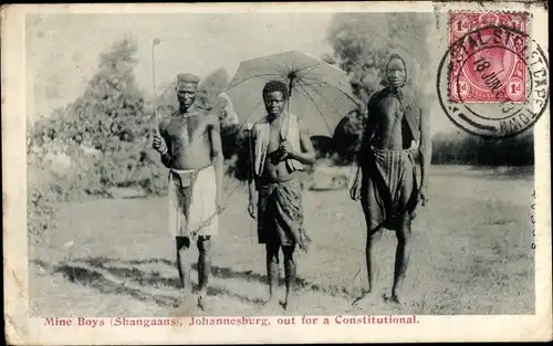 Ak Johannesburg Südafrika, Mine Boys, out for a Constitutional