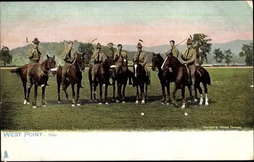 Ak West Point New York, Polo, Männer zu Pferden