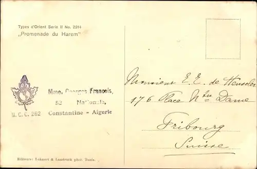 Ak Types d'Orient, Promenade du Harem, Maghreb