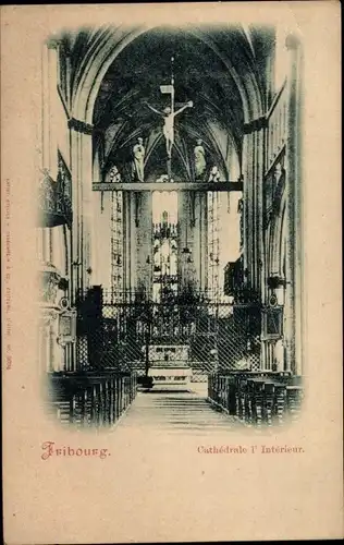 Ak Fribourg Freiburg Stadt Schweiz, Cathedrale, Interieur