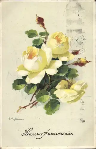 Künstler Ak Klein, C., Gelbe Rosen