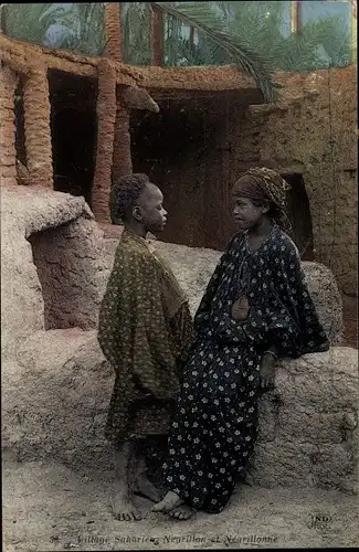 Ak Village Saharien, Kinder, Afrikaner in traditioneller Kleidung