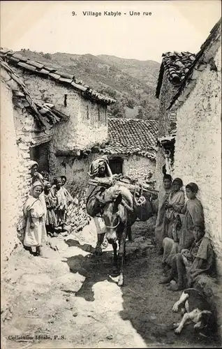 Ak Village Kabyle, Une Rue, Maghreb, Kinder, Esel