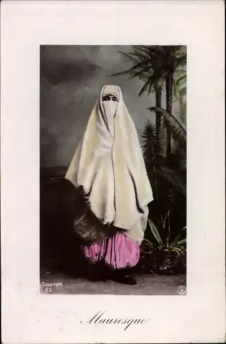 Ak Mauresque, Maghreb, Verschleierte Frau