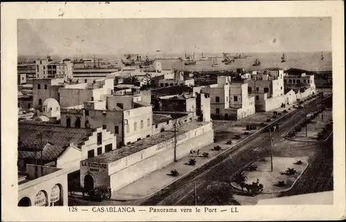 Ak Casablanca Marokko, Panorama vers le Port