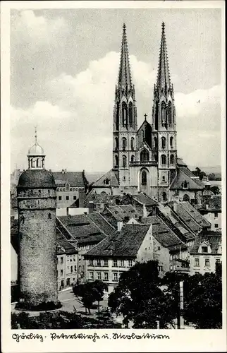 Ak Görlitz in der Lausitz, Peterskirche und Nicolaiturm